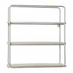 Metal/wood 3 Tier Wall Shelf, White/silver Leaf