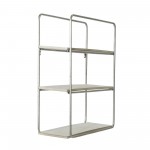 Metal/wood 3 Tier Wall Shelf, White/silver Leaf