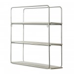 Metal/wood 3 Tier Wall Shelf, White/silver Leaf