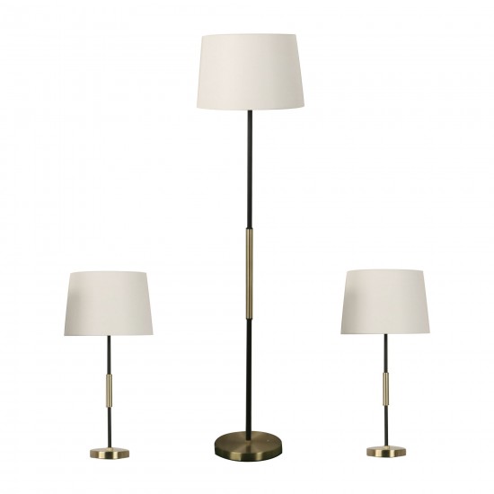 Metal, S/3 26/60" Slim 2-tone Lamps,antique/black