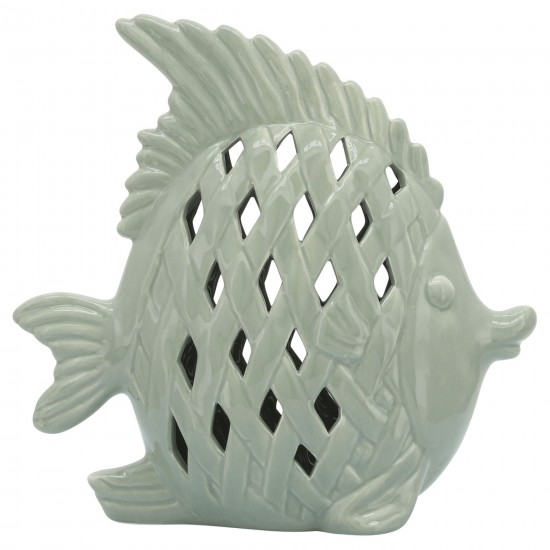 Cer, 11" Cut-out Fish, Seafoam