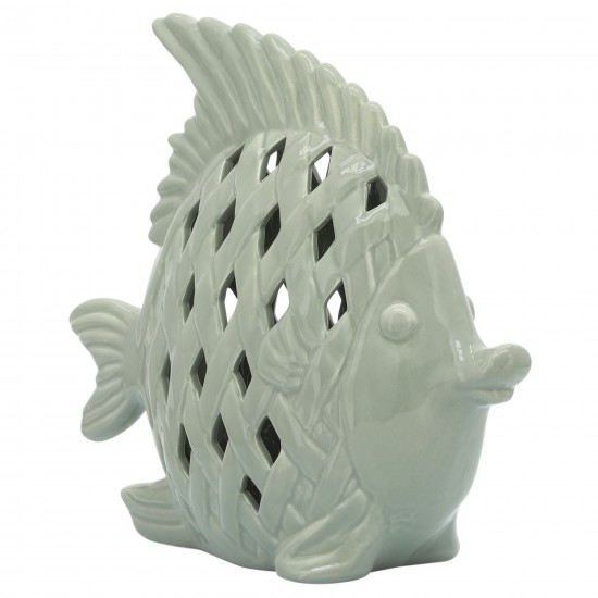 Cer, 11" Cut-out Fish, Seafoam