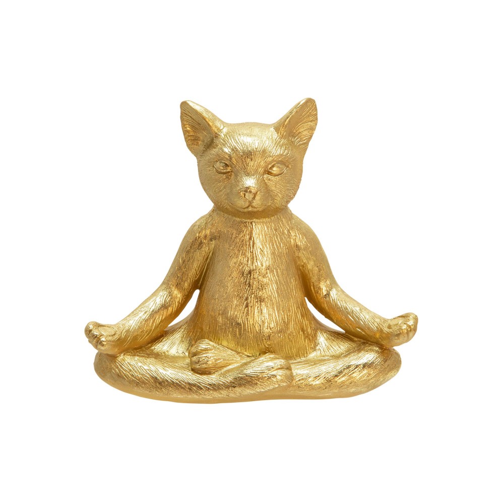 Polyresin, 7" Yoga Cat, Gold