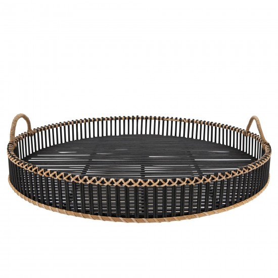 S/2 Bamboo 24/30" Round Trays, Black