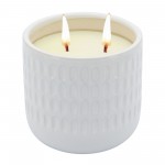 S/2 6" Dimpled Scented Candle, White/ Black 14oz