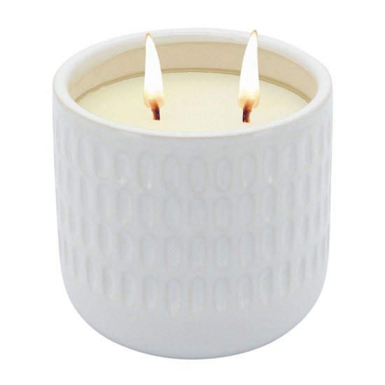 S/2 6" Dimpled Scented Candle, White/ Black 14oz