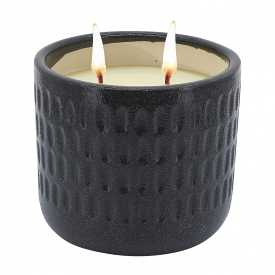 S/2 6" Dimpled Scented Candle, White/ Black 14oz