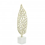 Metal, 19"h Cut-out Leaf On Stand, Gold