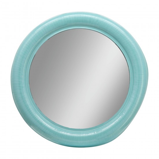 Metal 36" Round Mirror, Turq