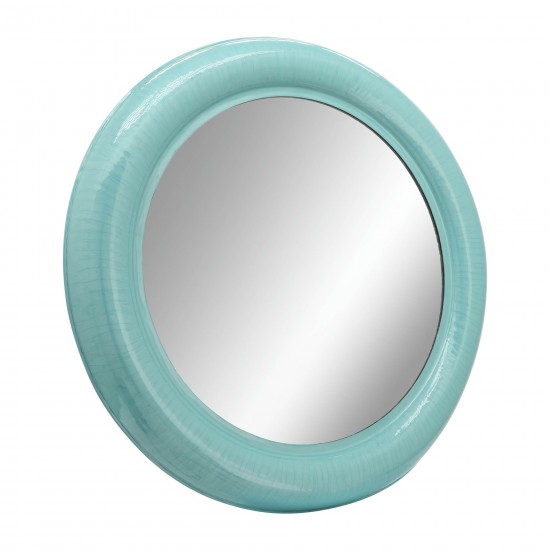 Metal 36" Round Mirror, Turq