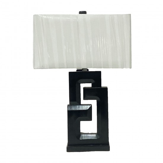 Wood, 27"h Geometric Lamp, Black