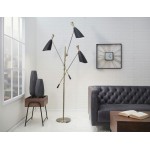 Metal 77" 3-light Floor Lamp, Gold/black Kd