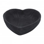 Wood, S/2 9/10" Heart Bowls, Black