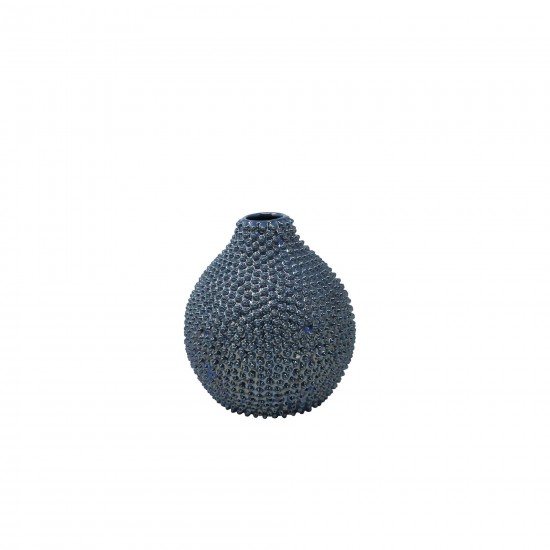 Ec, Blue Spiked Ceramic Vase 8"