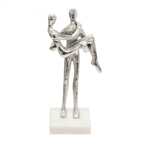 12" Metal Couple Deco, Silver