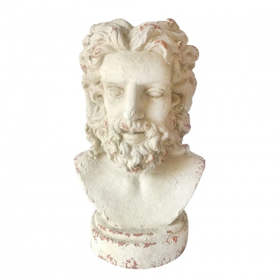 Resin, 20"h Roman Emperor Bust, Antique White