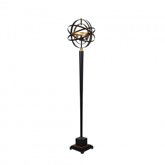 Metal 60" Armillary Floor Lamp,black/bronze