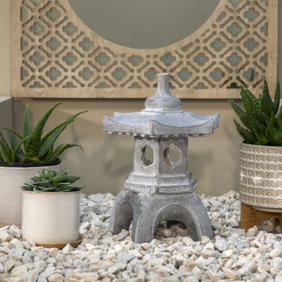 17" Temple Lighthouse Deco, Gray
