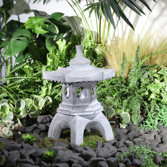 17" Temple Lighthouse Deco, Gray