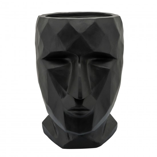 Resin 13"h Face Planter, Black