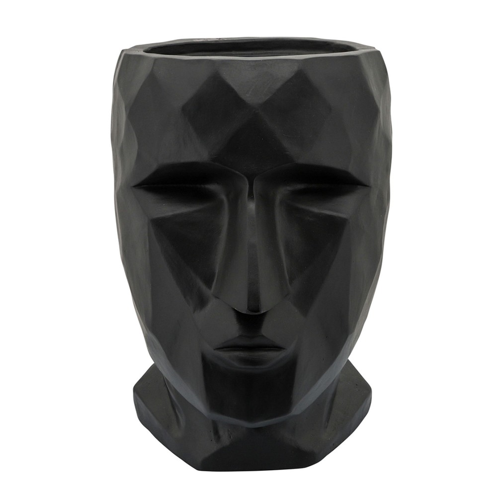 Resin 13"h Face Planter, Black