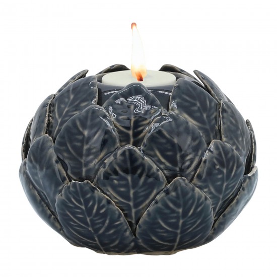 Cer, 5" Lotus Ball Votive Holder, Blue