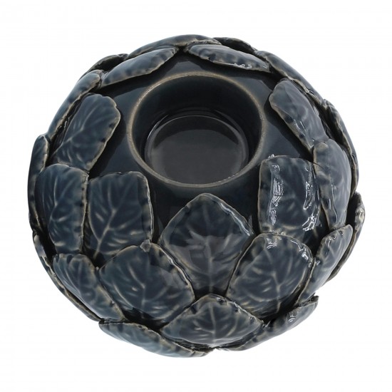 Cer, 5" Lotus Ball Votive Holder, Blue