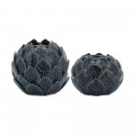 Cer, 5" Lotus Ball Votive Holder, Blue