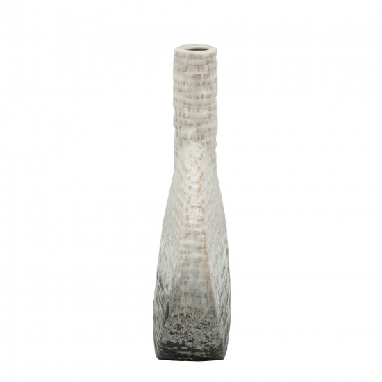 12"h Textured Oval 2-tone Vase, Beige