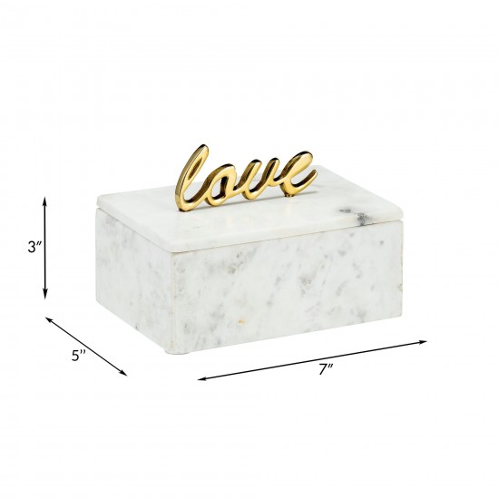 Marble, 7x5 Box - Love, White