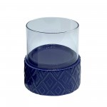 Cobalt Ceramic /glass 5" Pillar Holder, Diamond