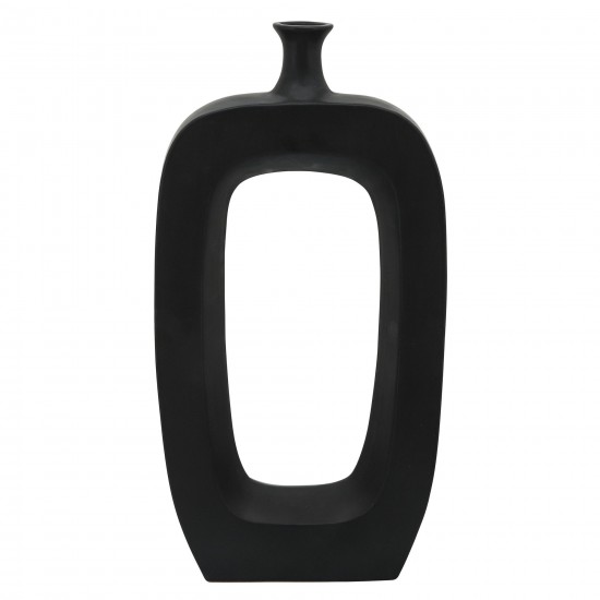 Cer, 24" Vase W/ Cut-out, Black