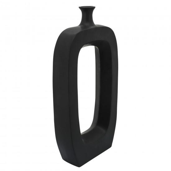 Cer, 24" Vase W/ Cut-out, Black