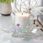 Rainbow Crystal Lotus Votive Holder 8.25"