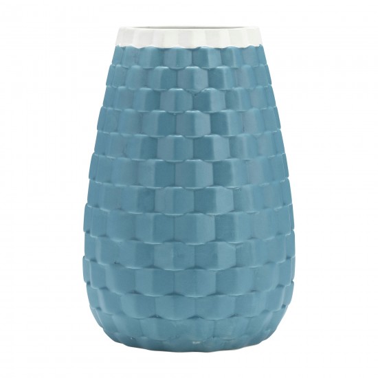9" Textured Vase, Cameo Blue