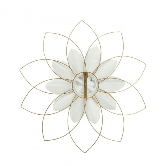 Metal 20" Wall Flower, White/blue, Wb