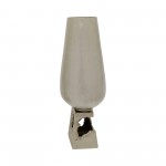 Glass, 19"h Vase W/ Metal Base, Pearl White