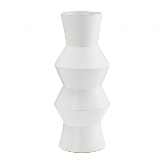 Cer, 17"h Totem Vase, White