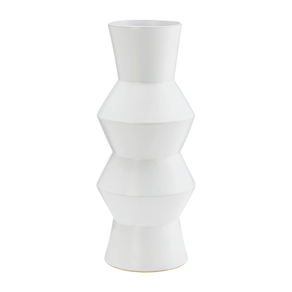 Cer, 17"h Totem Vase, White