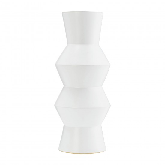 Cer, 17"h Totem Vase, White