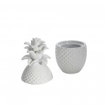 Ec, White Pineapple Jar 8.75"