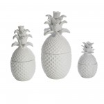 Ec, White Pineapple Jar 8.75"