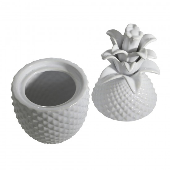 Ec, White Pineapple Jar 8.75"