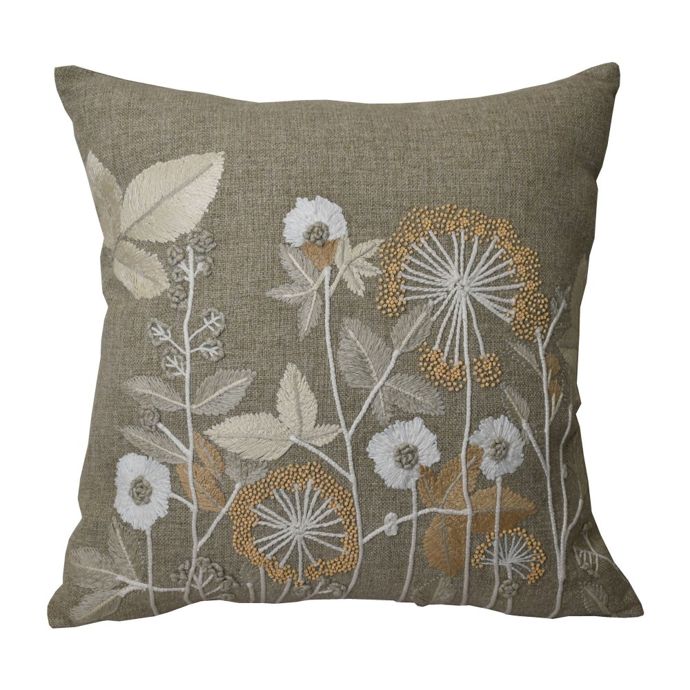 20x20" Cotton, Wild Flowers Hand Embroidery Decora 20x20" Cotton, Wild Flowers Hand Embroidery Decora