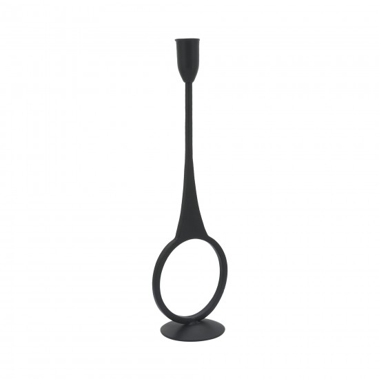 Metal, 13"h Round Taper Candle Holder, Black