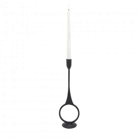 Metal, 13"h Round Taper Candle Holder, Black