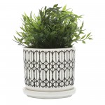 S/2 5/6" Tribal Planter W/ Saucer, White