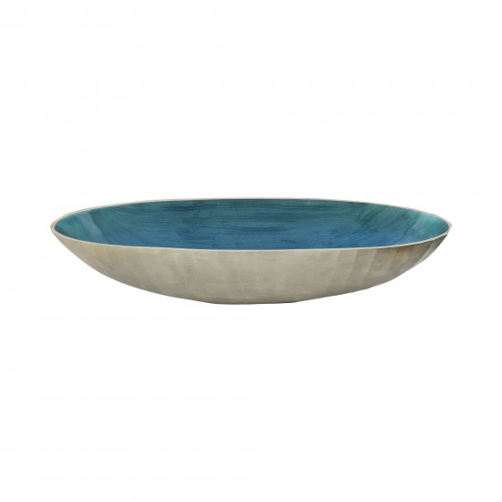 S/2 Aluminum 22/24" Oval Bowl, Aqua