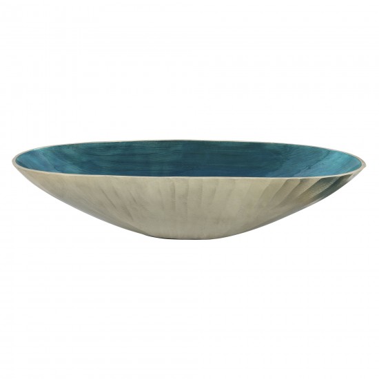 S/2 Aluminum 22/24" Oval Bowl, Aqua