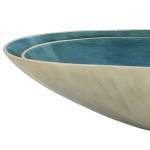 S/2 Aluminum 22/24" Oval Bowl, Aqua